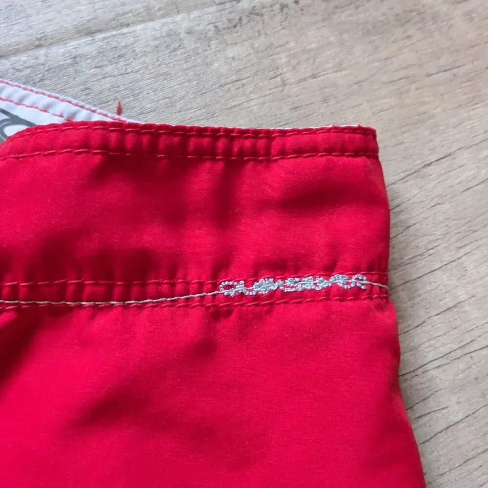 VTG ​Quiksilver Boardshorts Mens Size 34 Red Black White Surf Swim Trunks Y2K